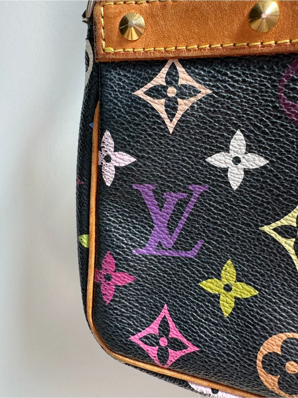 Authentic Louis Vuitton Black Multicolor Monogram Murakami pochette SL1013